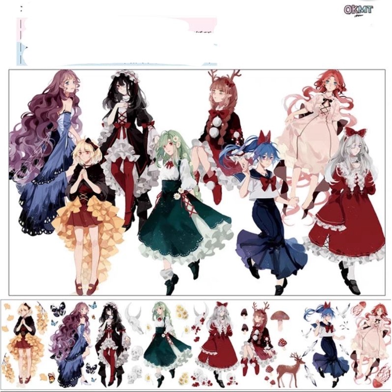 Băng keo Washi tape 8x35cm họa tiết cô gái nhà OKMT