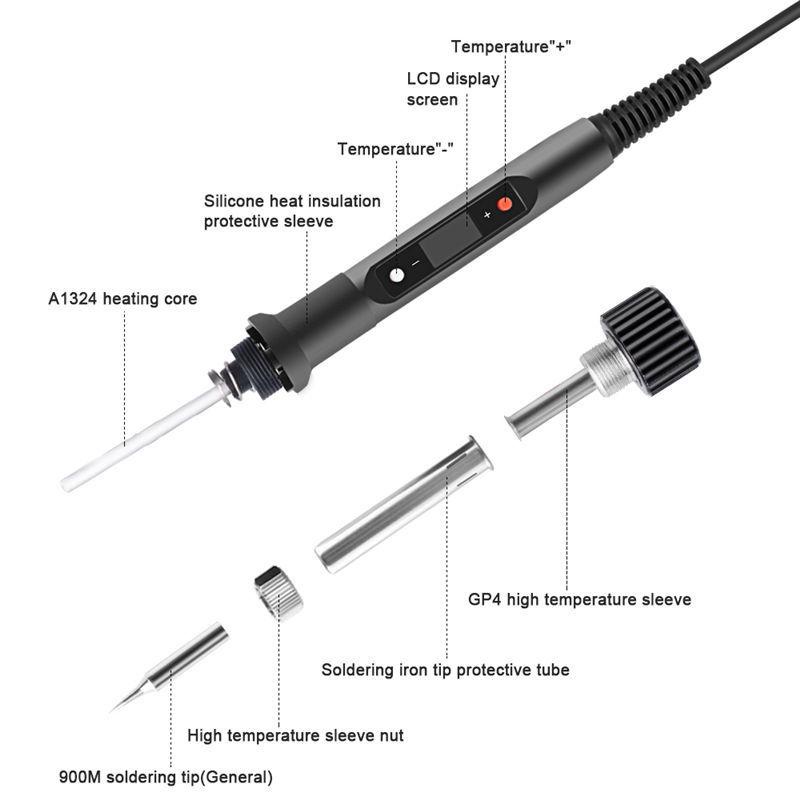 Combo 5 MÓN hàn chỉnh nhiệt độ 80w, 5 mũi hàn , nhựa thông , chì hàn , gác mỏ hàn điện 220V