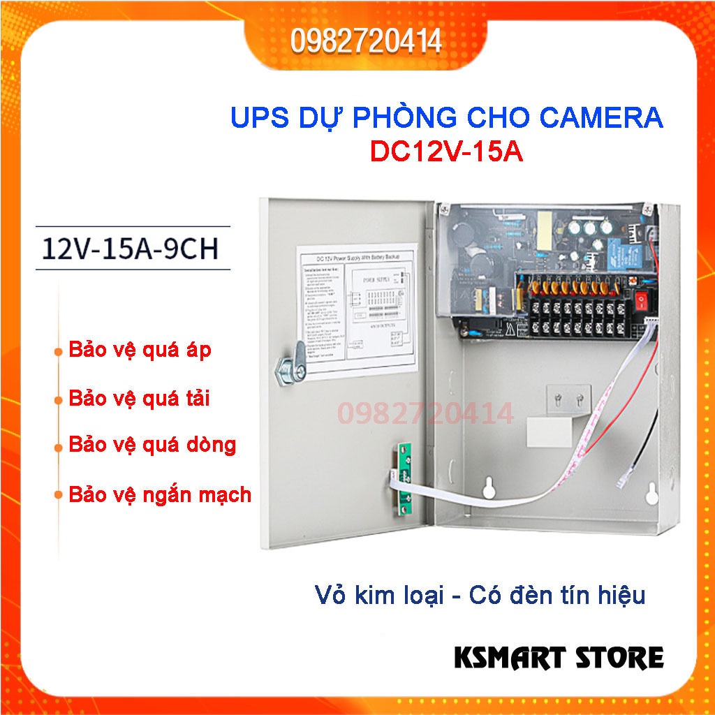 Bộ lưu điện UPS 12V15A chuyên dùng cho camera, modem wifi