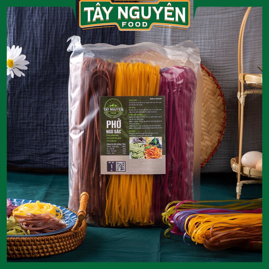 Phở ngũ sắc 100% từ gạo lứt và các loại rau củ túi 1kg, đồ ăn eat clean - Tây Nguyên Food