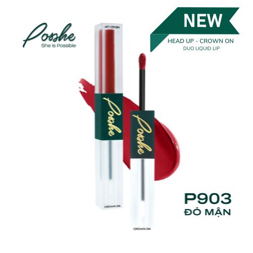 Son Siêu Lì 2 Đầu POSSHE P903 - Đỏ Mận Siêu Bền Màu