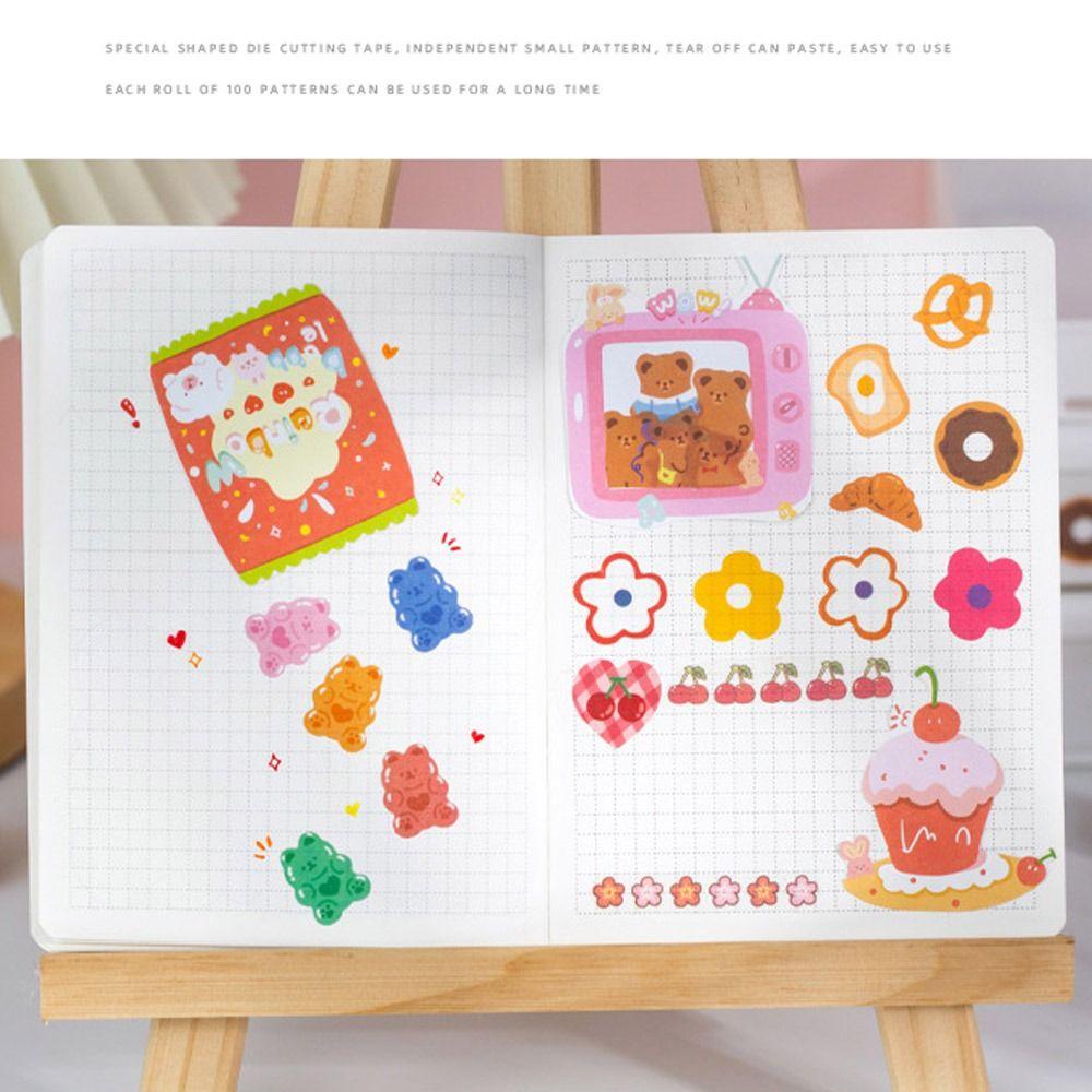 CHOOKEY Set 5 Cuộn Băng Dính Họa Tiết Hoạt Hình Trang Trí Sổ Tay