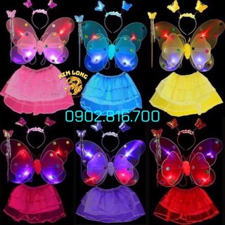 Bộ cánh bướm thiên thần kèm váy có đèn cho bé gái trang phục Halloween