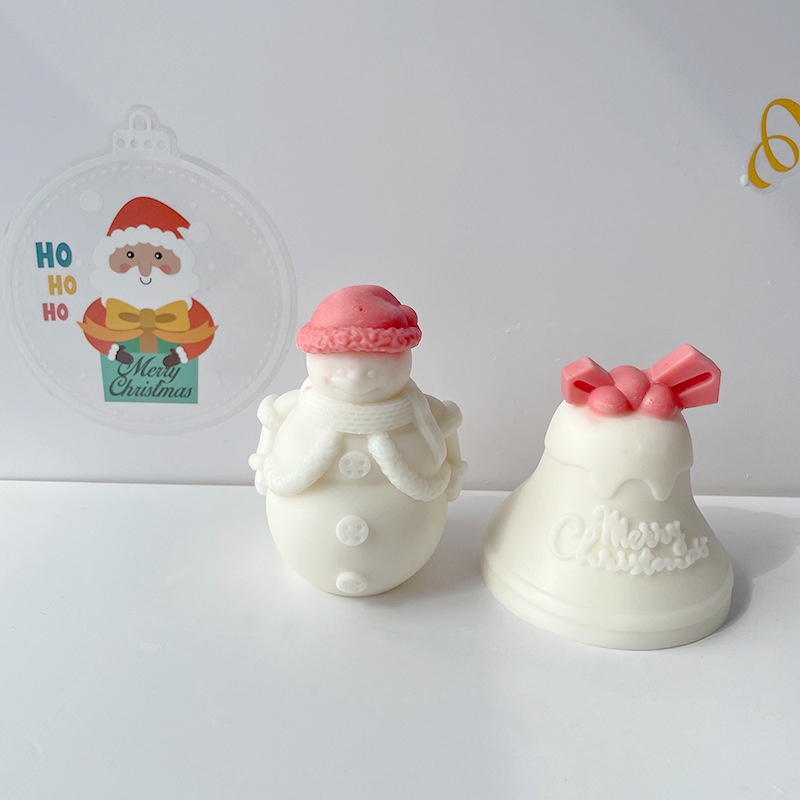 Khuôn silicone Làm Nến Thơm Hình Người Tuyết / Tuần Lộc / Chuông Giáng Sinh diy