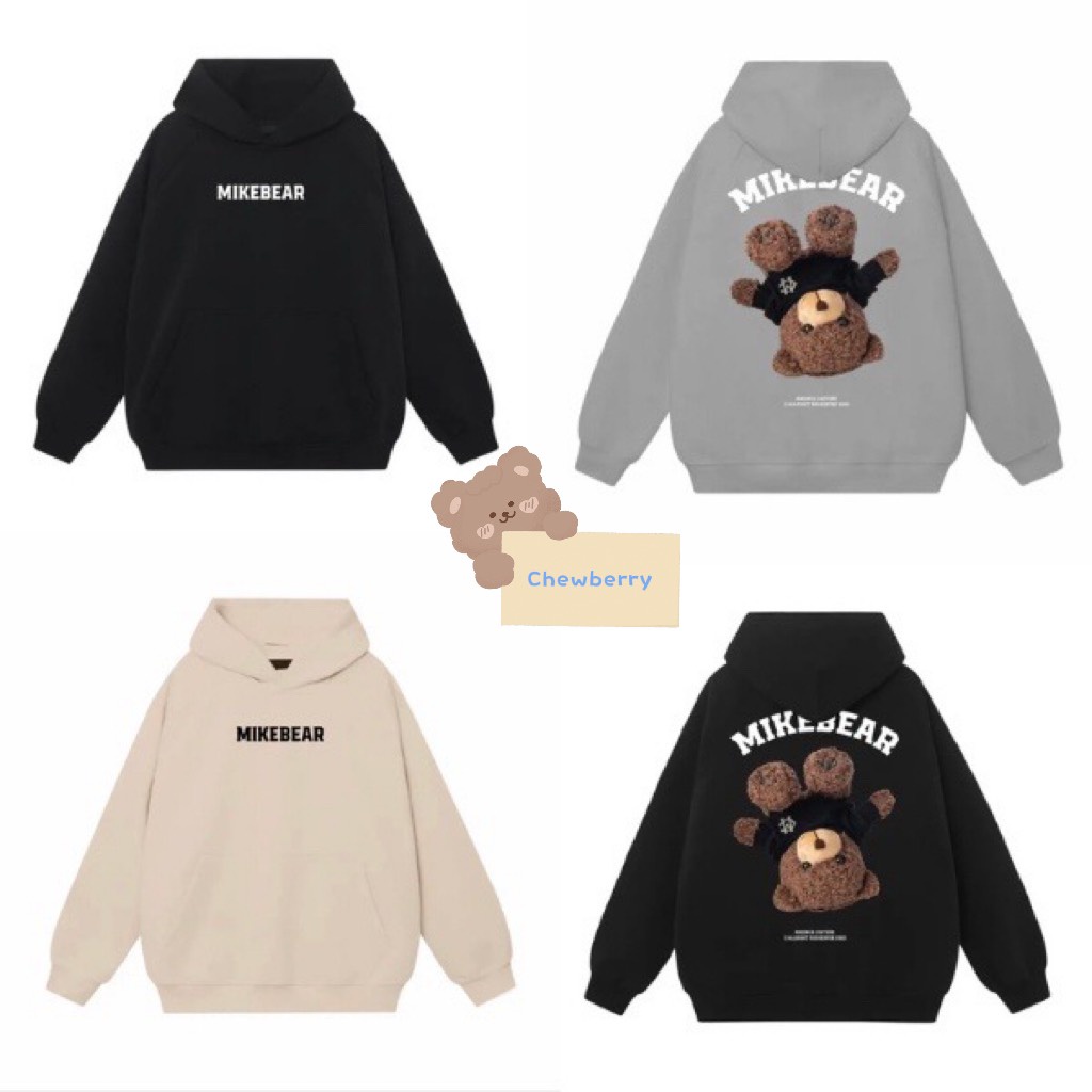 Áo Hoodie Nỉ Gấu Bông Mike Bear Form Rộng Có Túi Và Mũ