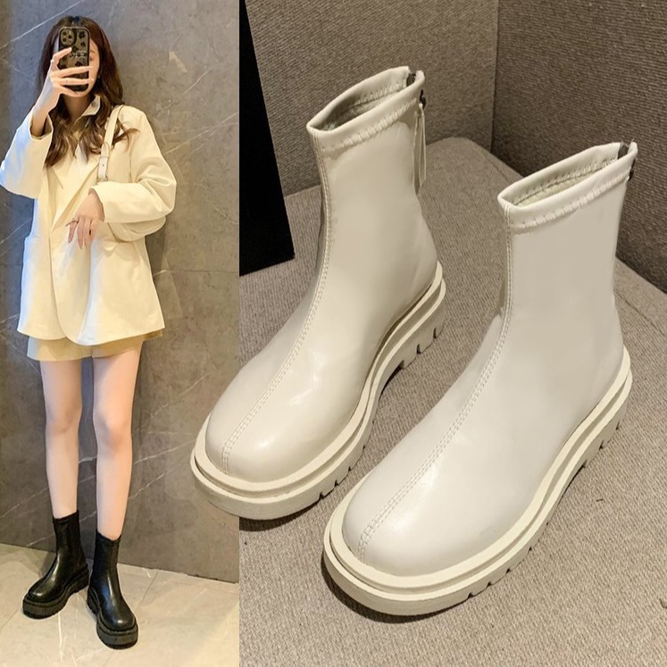 Chelsea boots nữ da xịn bốt cao cổ lửng nữ tăng chiều cao 4,5 cm bản cao cấp nhất 2022