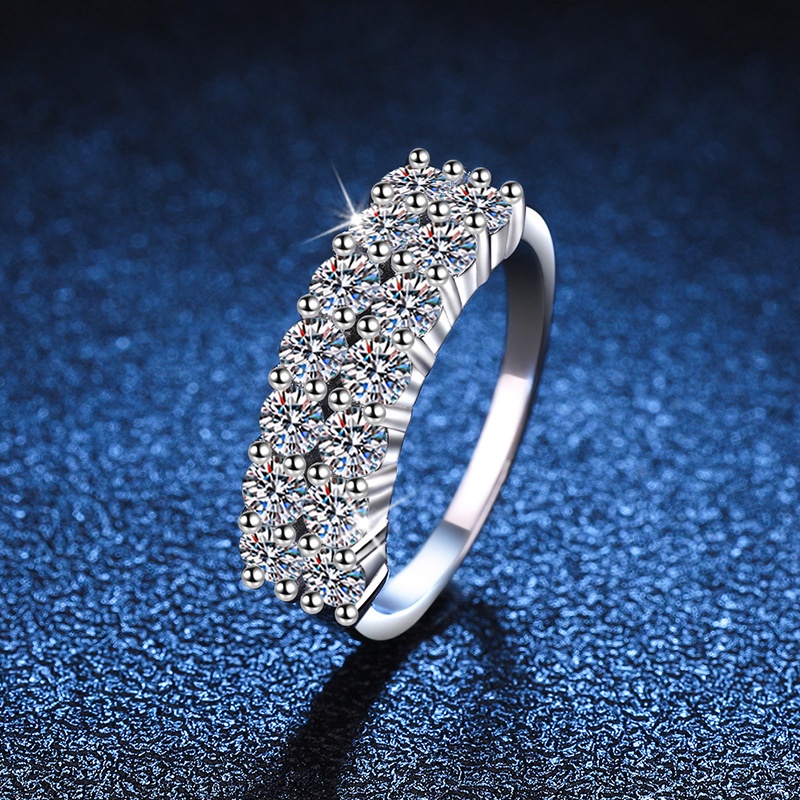 Kim Cương Nhân Tạo Moissanite (3mm) S925 nhẫn bạc tinh khiết Nữ 1,4 carat có thể kiểm tra được bút kim cương Mosang nhẫn kim cương cao cấp tinh chế đầy nhẫn kim cương