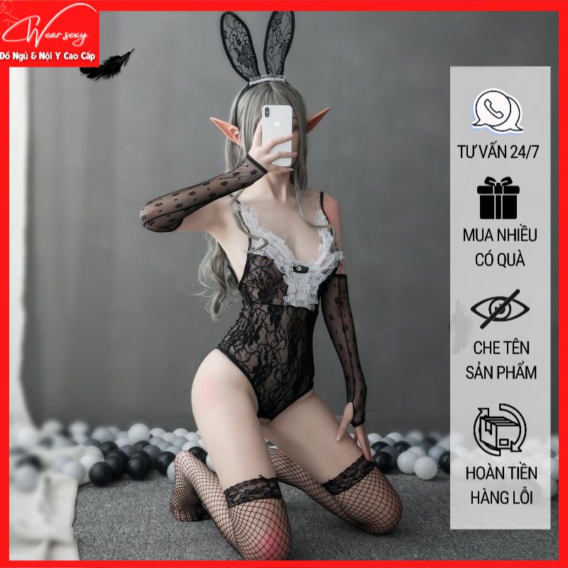 Bộ Hoá Trang Cô Gái Thỏ Ren Gợi Cảm Cám Dỗ MS1555 [CWEAR.SEXY_ĐỒ NGỦ &amp; NỘI Y CAO CẤP]