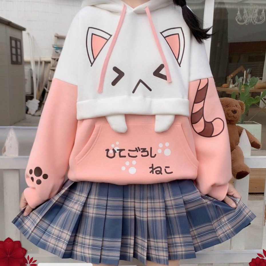 ÁO HOODIE NỮ ❤️FREESHIP❤️ áo khoác hoodie ( NANH MÈO ) VẢI NỈ NHIỀU MÀU- FREE SIZE DƯỚI 60KG