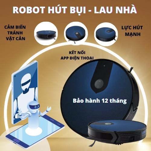 Robot hút bụi lau nhà KAW điều khiển bằng điện thoại, hút bụi tự động bảo hành 12 tháng