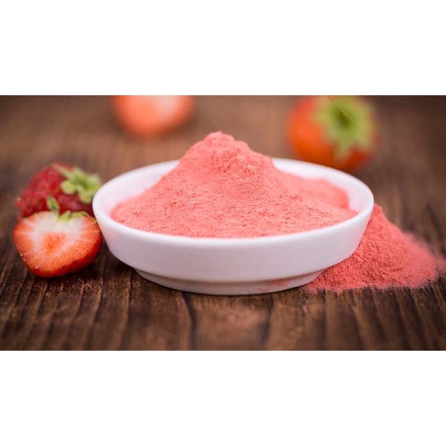 Bột dâu tây nguyên chất 200gr tạo màu, tạo vị cho kẹo Nougat, bánh bông lan, sinh tố