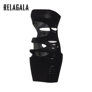RelaGala Váy không tay hở lưng màu trơn gợi cảm dành cho nữ