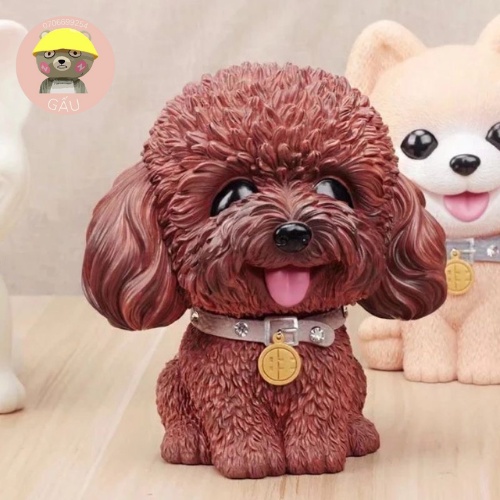 Tô tượng thạch cao chó xù size đại 19cm