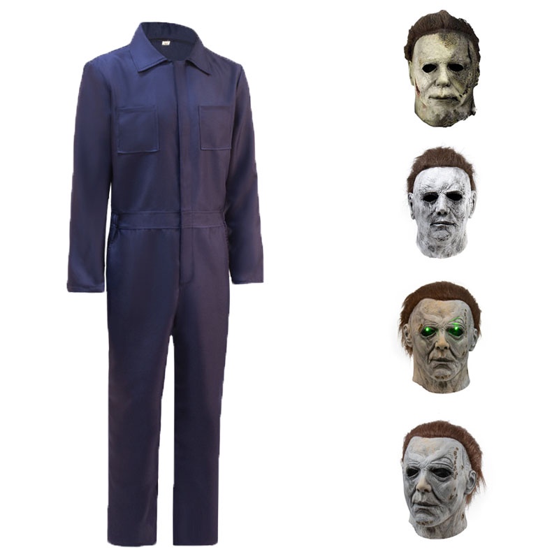 Bộ Áo Liền Quần Hóa Trang Công Sở Michael Myers Màu Xanh Dương Chất Lượng Cao Thoải Mái Chất Lượng Cao Cho
