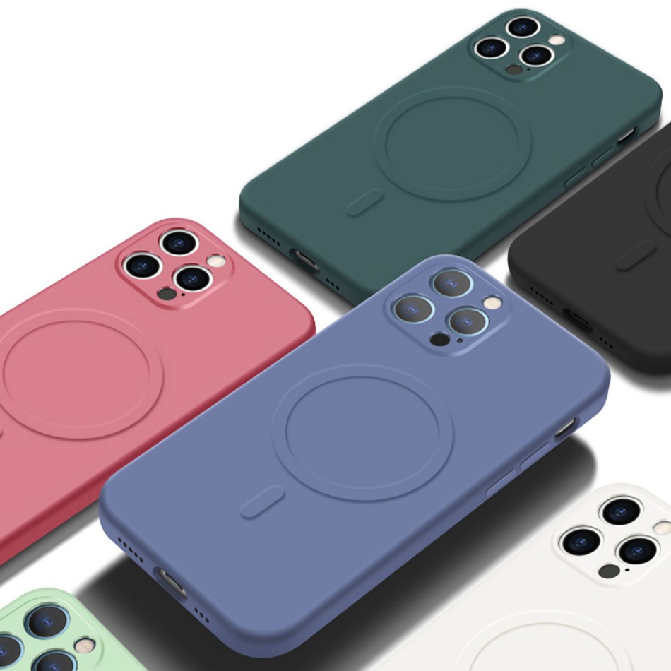 Ốp Điện Thoại Silicone Màu Nhám Magsafe Cho iPhone 14 11 12 13 Pro MAX 7 8 Plus X XR XS MAX 8Plus 11Pro 14Pro