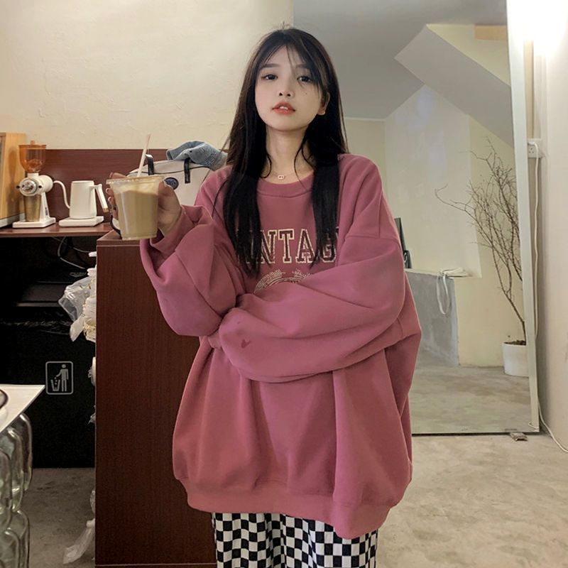 Áo Sweater Dáng Rộng In Chữ Phong Cách Harajuku Cá Tính Cho Nữ