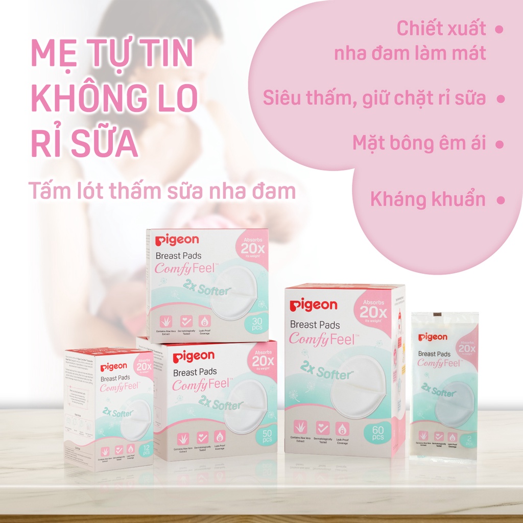 Tấm Lót Thấm Sữa Nha Đam Pigeon 12 miếng/ 30 miếng/ 50 miếng