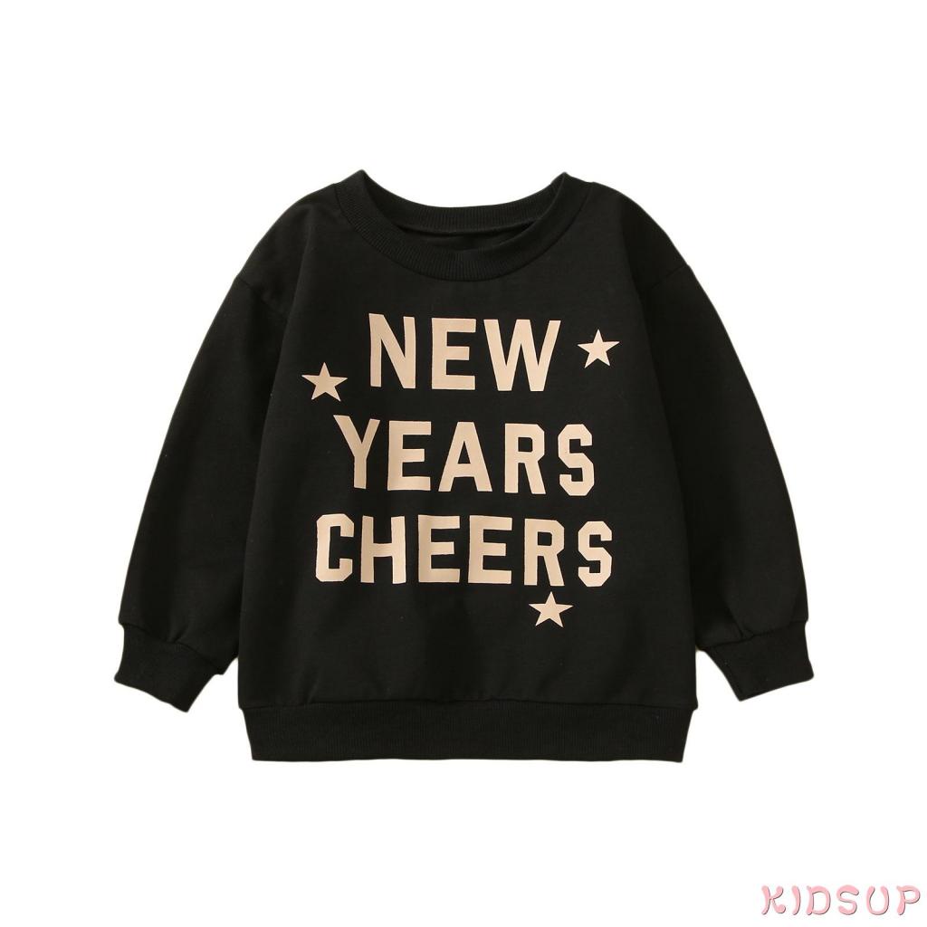 Áo Hoodie Tay Dài Cổ Tròn In Chữ Mừng Năm Mới Thời Trang Thu Đông Cho Bé Trai Và Gái 1 Tuổi