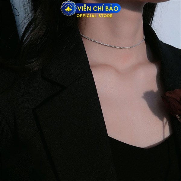 Dây chuyền choker xoắn óng ánh chất liệu bạc Thái 925 thời trang phụ kiện trang sức nữ Viễn Chí Bảo D400334