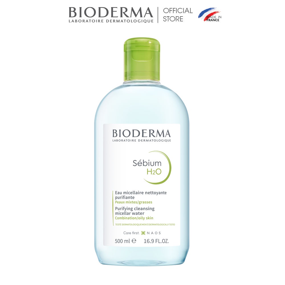 Nước Tẩy trang BIODERMA nội địa Pháp Xanh-Hồng 500ml