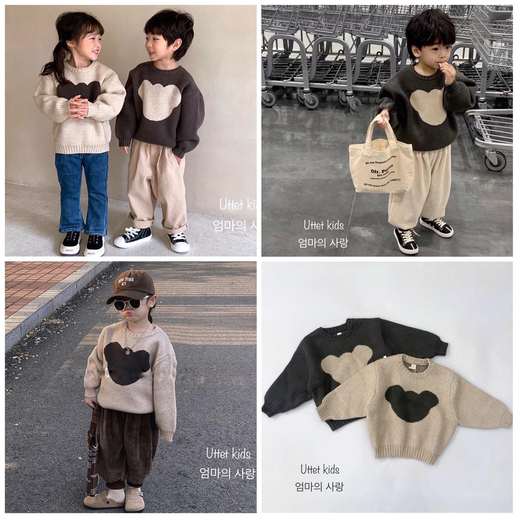 ÁO LEN HÌNH GẤU PHONG CÁCH HÀN QUỐC RẤT ĐẸP DÀNH CHO BÉ GÁI VÀ BÉ TRAI