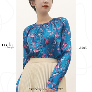 Áo lụa hoạ tiết thiết kế A203 by Nyla