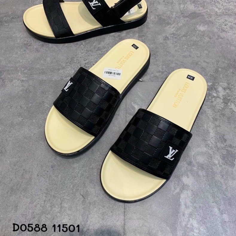 Dép Nam Nữ, Dép LV Kem Quai NGang chống trơn trượt 2023