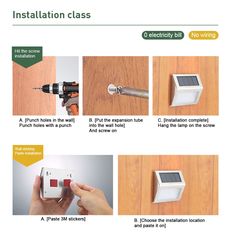 Đèn LED Thông Minh Ip65 Bằng Thép Không Gỉ Chống Nước Điều Khiển Bằng Năng Lượng Mặt Trời Trang Trí Cầu Thang