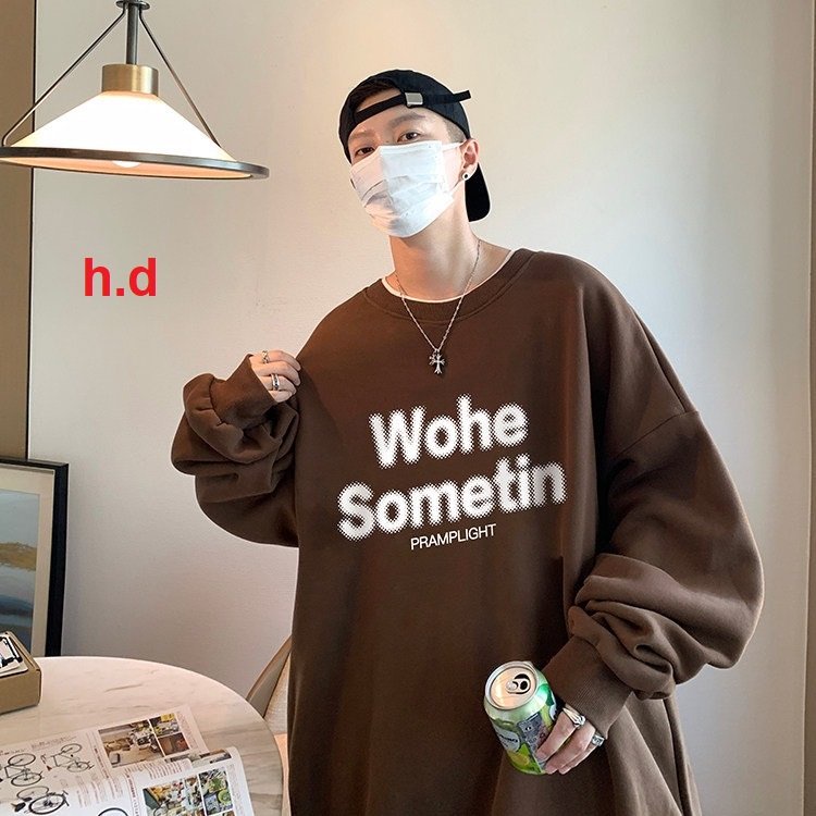 Áo sweater nam nữ in  wohe Chất nỉ cotton áo sweater form rộng