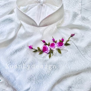Hoa thêu chỉ kết áo dài đầm váy