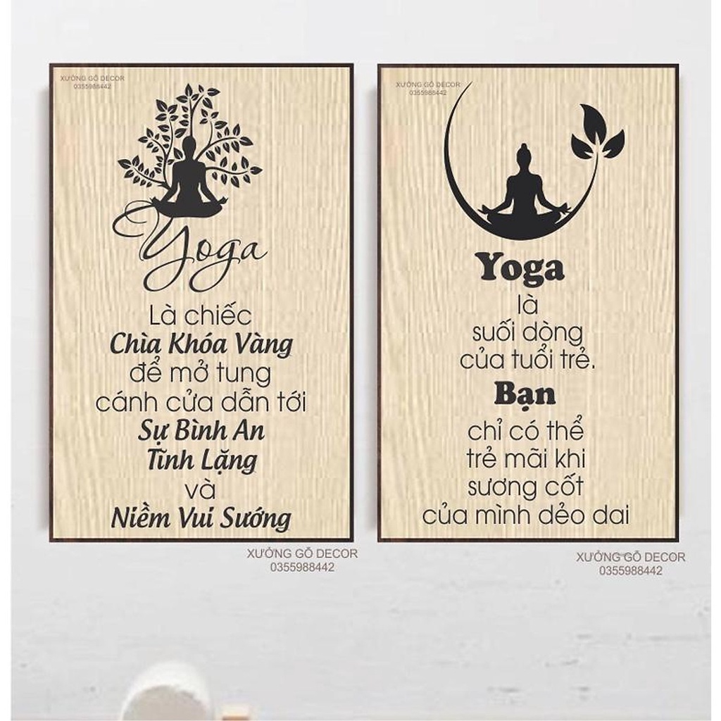 Tranh Decor Yoga Treo Tường Hoa Trang Trí Phòng Thiền , Phòng Tập Yoga ... Bằng Gỗ kích thước 28x40cm
