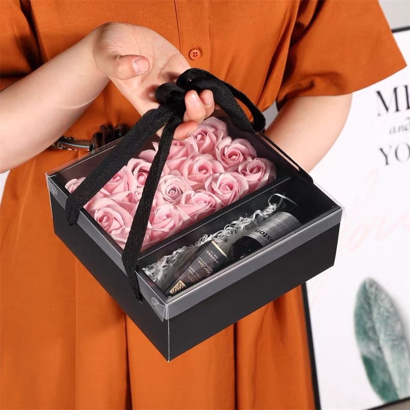 Hộp quà Vuông mặt kính Mica cao cấp dùng đựng Quà / Mỹ Phẩm / Hoa.