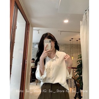 Áo sơ mi trắng cúc lưng freesize