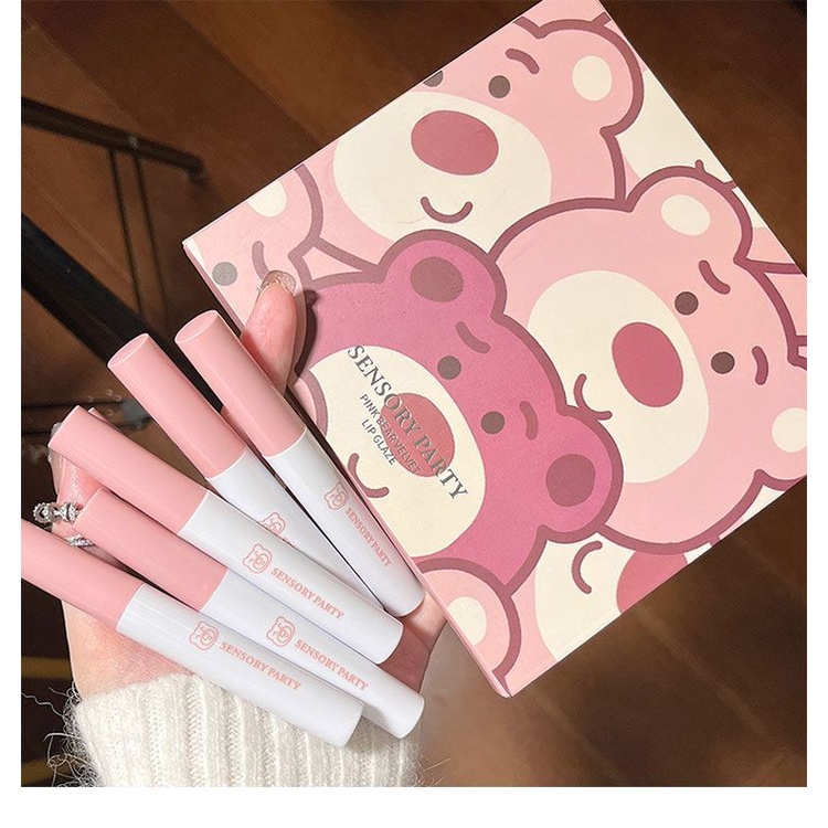 Set 6 Thỏi Son Sáp Tông Dâu Tây Và Gấu Đáng Yêu