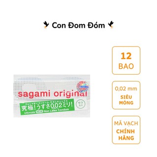 Hộp 12 cái Bao Cao Su Siêu Mỏng Sagami 002 chính hãng Nhật Bản