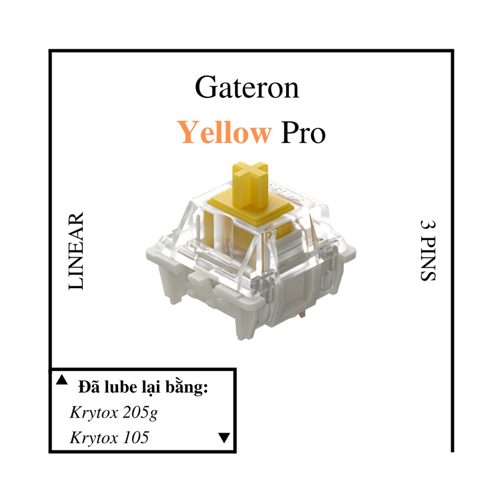 Switch Gateron Yellow Pro/Milky Yellow Pro công tắc dùng cho bàn phím cơ đã lube tại tungcustom