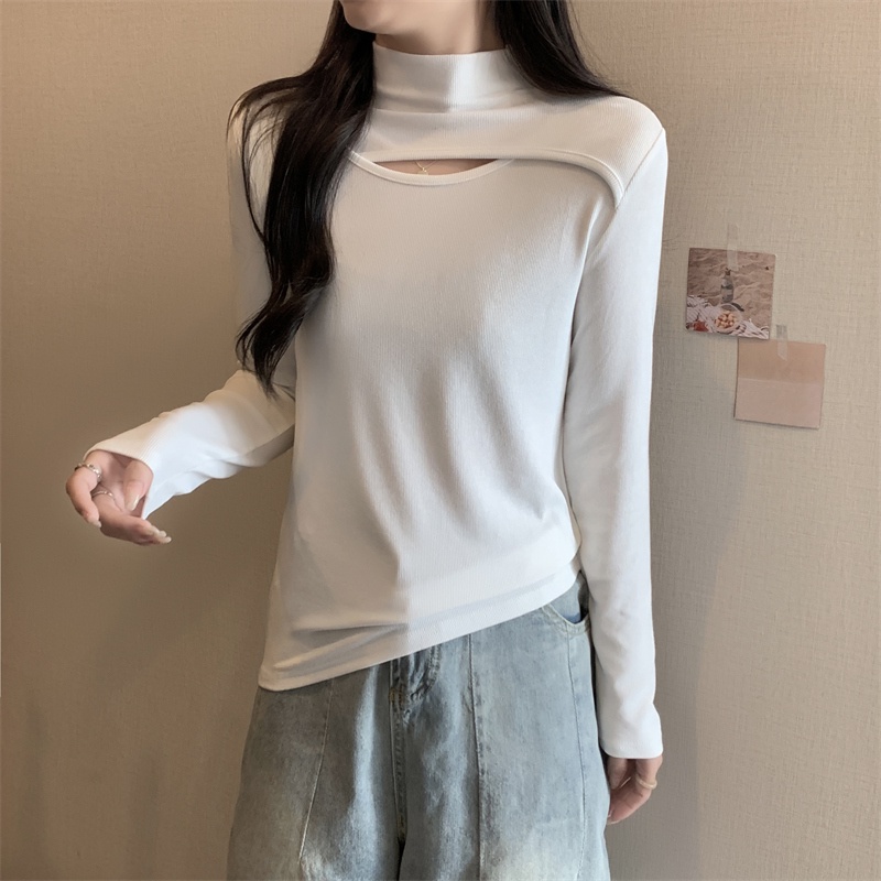 Áo SUXI tay dài màu trơn thiết kế khoét lỗ phong cách quyến rũ