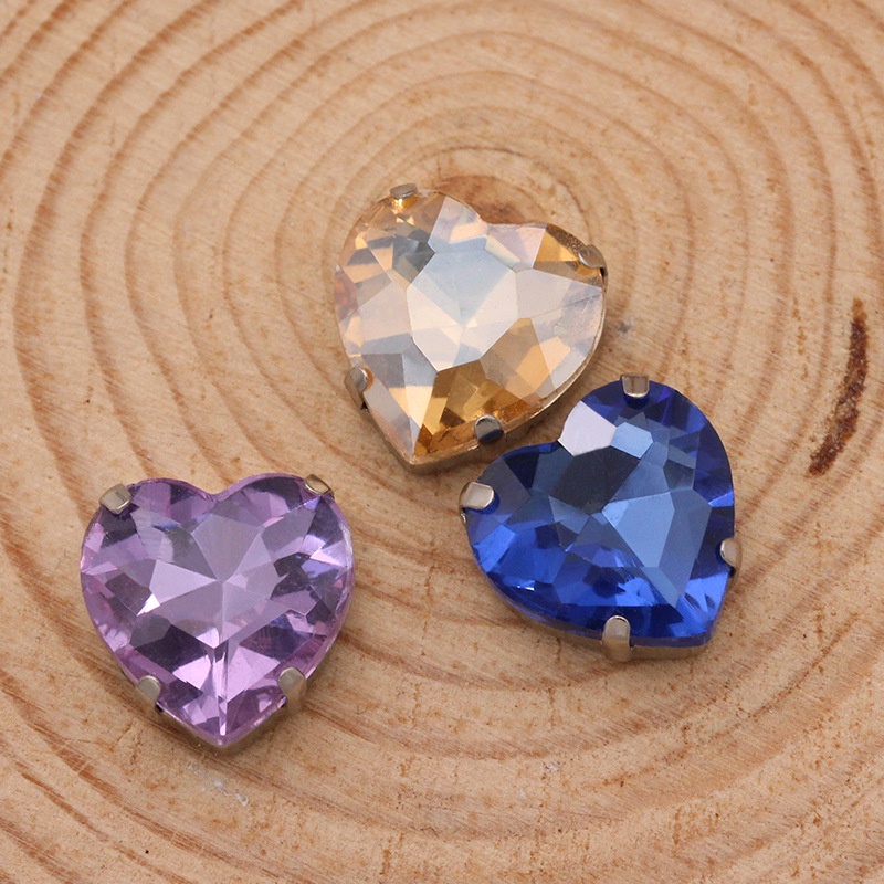 Phụ Kiện Trang Trí Cổ Áo Hình Trái Tim Bằng Thủy Tinh 10pcs