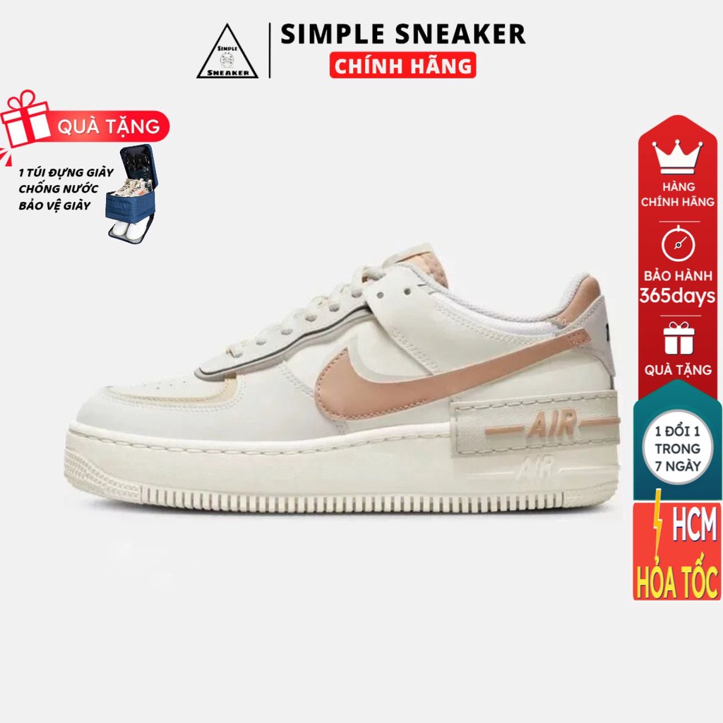Giày Air Force 1 Shadow Milk Tea🔴CHÍNH HÃNG🔴 Nike AF1 Shadow Sail Fossil Light Bone  - Simple Sneaker