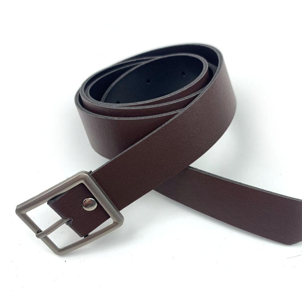 Thắt Lưng Da Màu Trơn Khóa Tròn / Vuông Bằng Hợp Kim Co Giãn Thời Trang Cho Nam Và Nữ J7P9