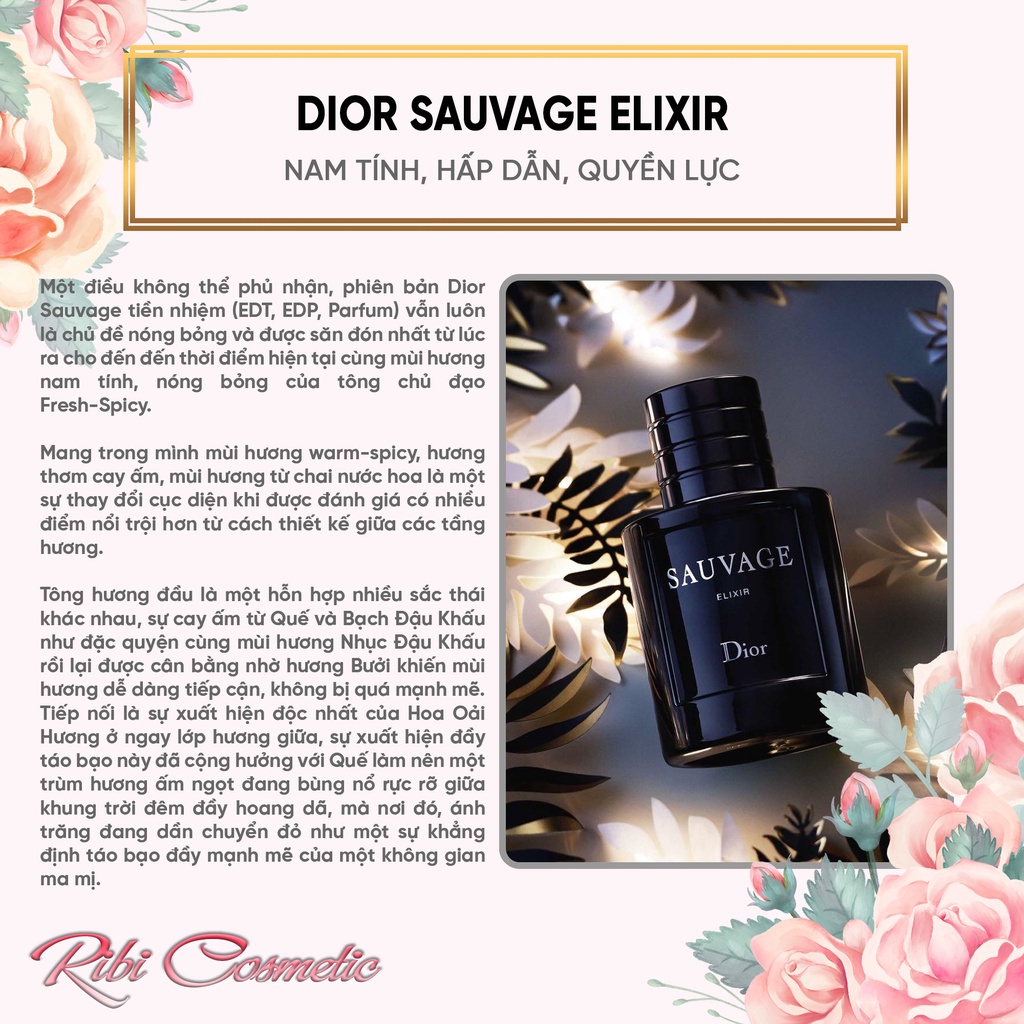 Nước Hoa Nam ᴅɪᴏʀ Sauvage Elixir - Bản Nâng Cấp Của ᴅɪᴏʀ  Sauvage - Nam Tính Hấp Dẫn Quyền Lực