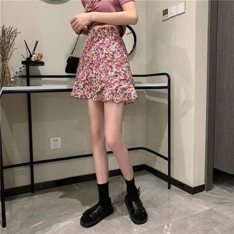 Chân Váy Đuôi Cá Dáng Chữ A Lưng Cao In Họa Tiết Hoa Phong Cách Hàn Quốc Thời Trang Mùa Hè 2022 Mới