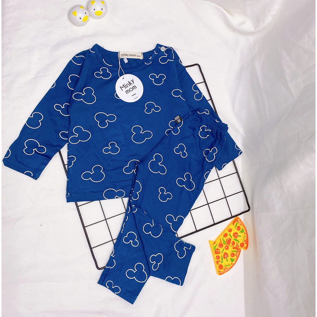 Bộ Đồ Cho Bé Gái Bé Trai Dài Tay Nút Vai Minky Mom Vải Thun Lạnh, Họa Tiết In Hình Xe Oto, Bộ Thu Đông Cho Bé - TD4