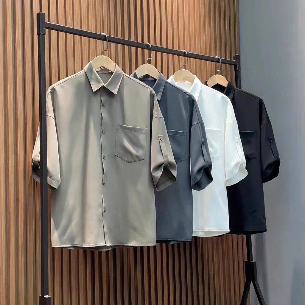 Áo sơ mi nam tay lỡ phong cách Hàn Quốc trẻ trung | BigBuy360 - bigbuy360.vn