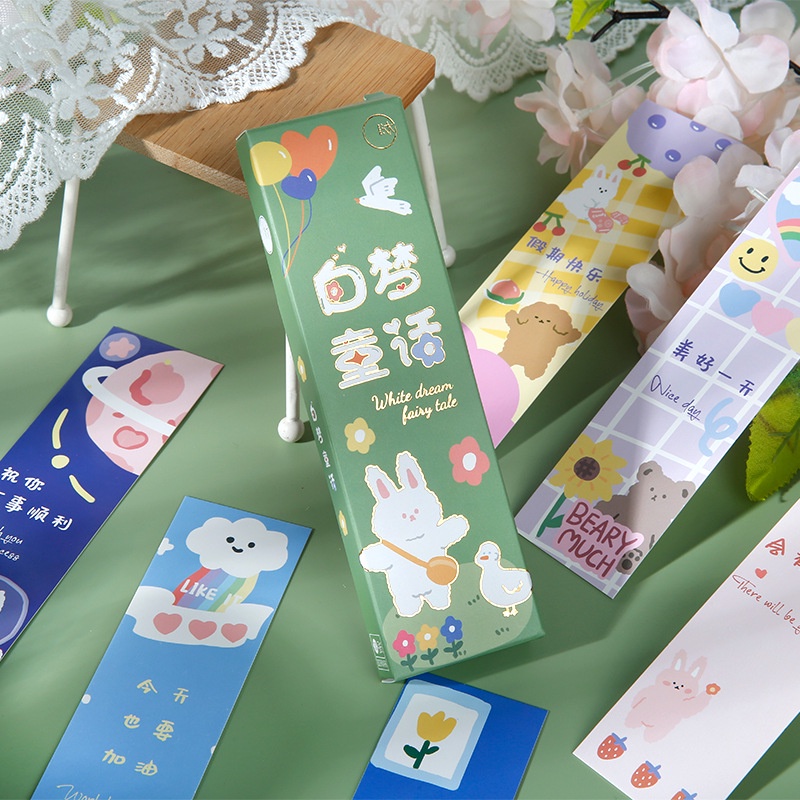 Set 30 Thẻ Giấy Đánh Dấu Trang Sách Hình Động Vật Đáng Yêu