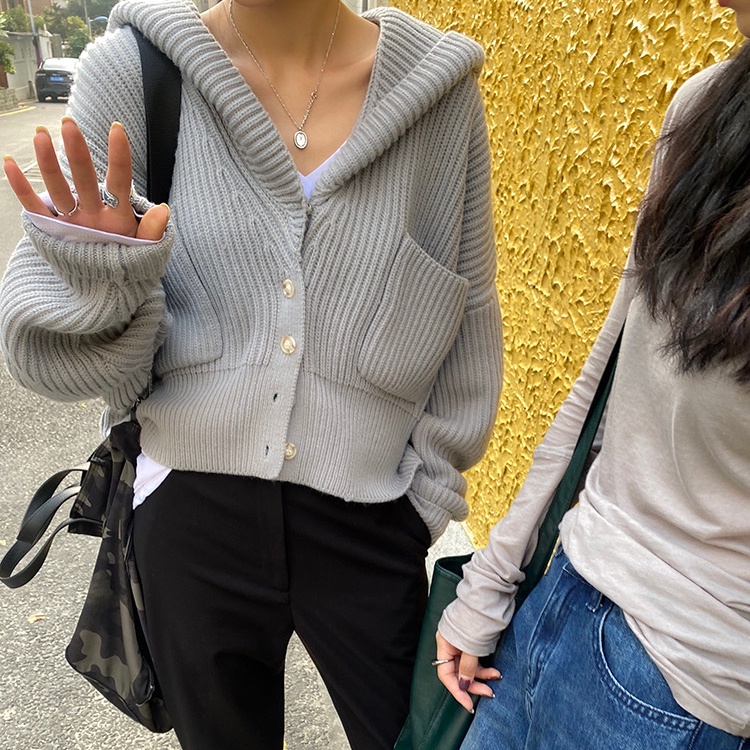 SUXI Áo Khoác Cardigan Dệt Kim Tay Dài Dáng Rộng Màu Sắc Thanh Lịch Cho Phái Nữ