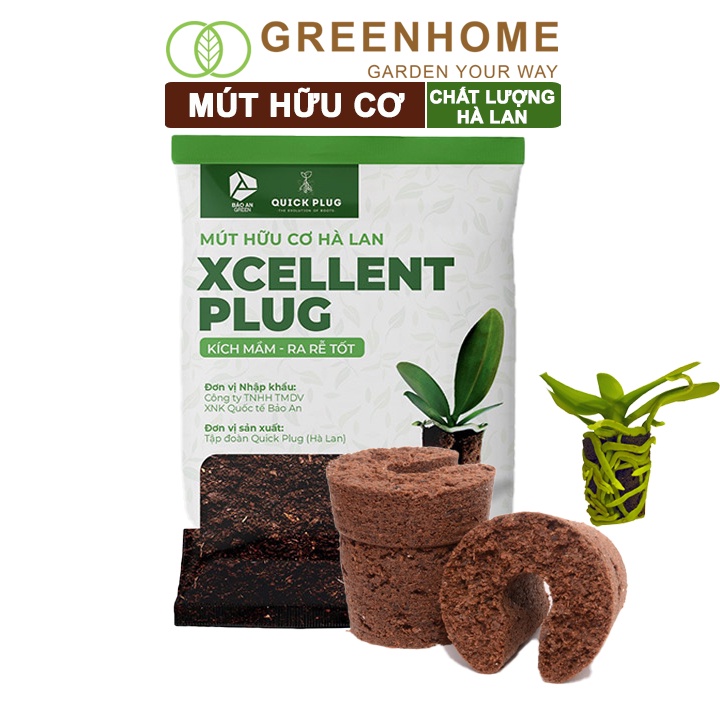 Bộ 5 Mút ươm kie Greenhome Hà Lan, 6x6x4cm, hữu cơ, kích rễ, ươm hạt, chiết cành, trồng thuỷ canh