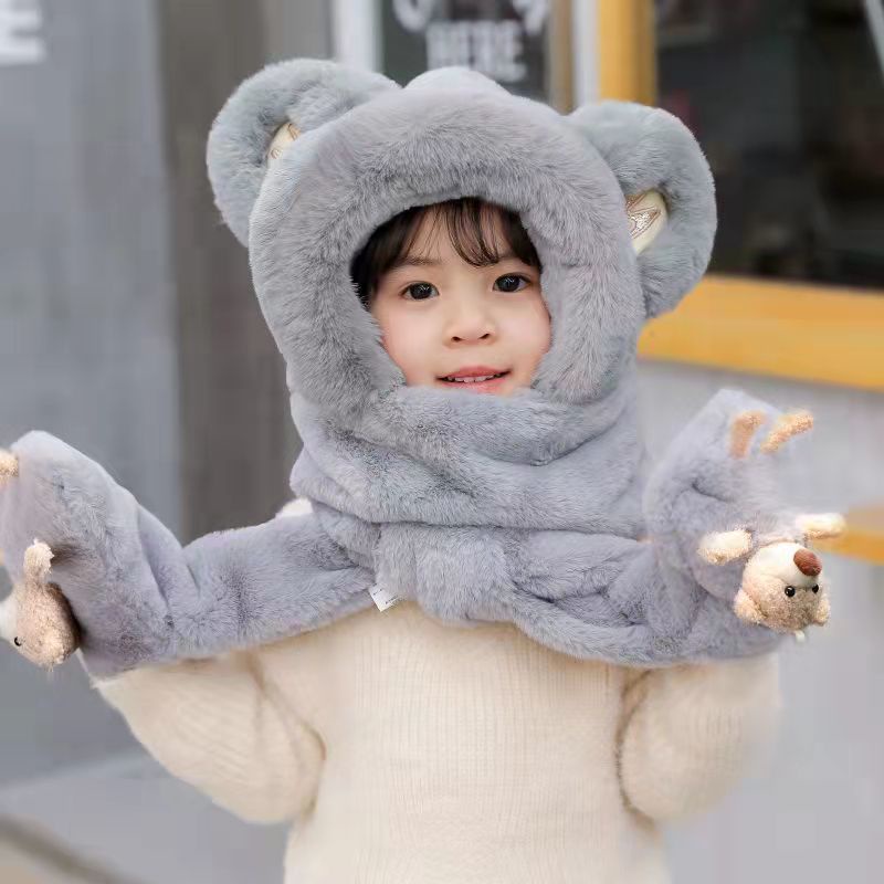 Set Mũ Len Kèm Khăn Choàng Cổ Và Găng Tay Giữ Ấm Mùa Đông Cho Bé