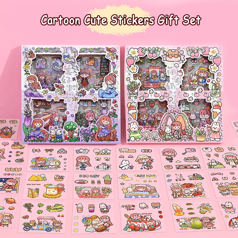 Set 100 Miếng Dán PET Dễ Thương Chống Thấm Nước Trang Trí Sổ Tay DIY