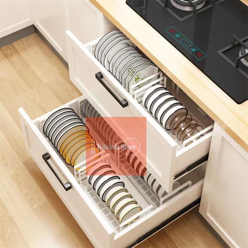 Kệ úp bát đĩa trong tủ bếp đặt trên bàn hoặc trong ngăn kéo